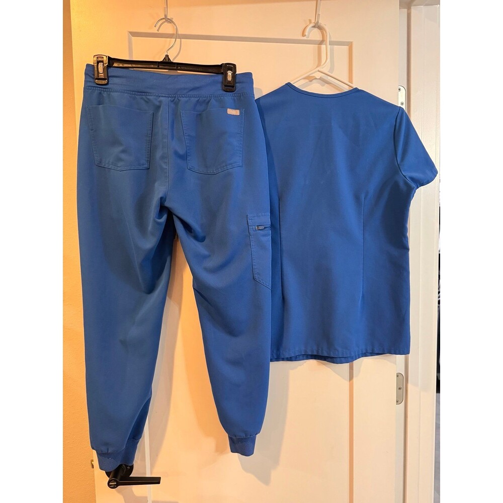 Figs Zamora Catarina nursing joggers scrubs set top royal blue xs petite pants - Picture 3 of 5